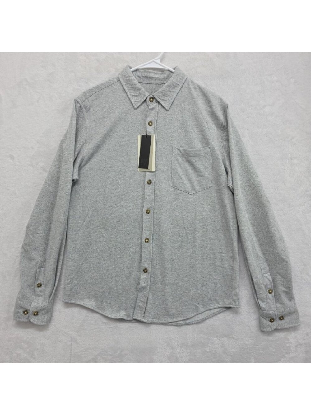 PX Clothing Mens Knit Long Sleeve Button Front Shirt Size M Gray NWT Outdoors